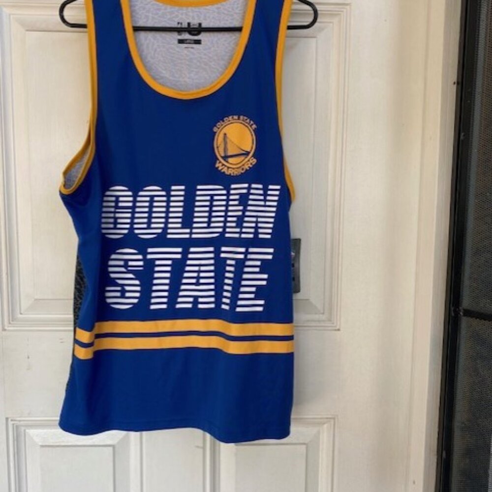 NBA Golden State Warriors Sleeveless Jersey Like Top Blue & Gold Dubs #46 NWT L